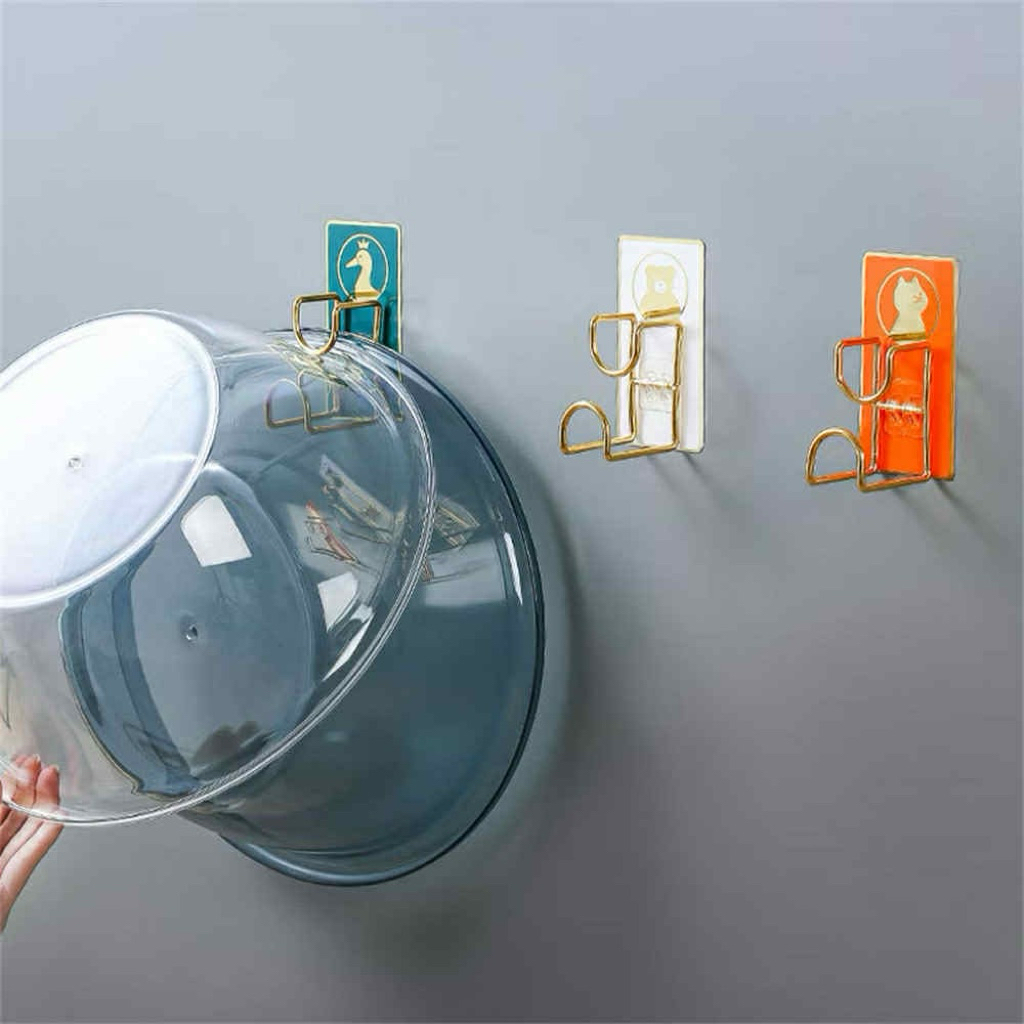Set 2 móc treo chậu treo rổ dán tường nhà tắm treo tường bếp