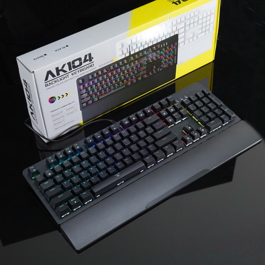 BÀN PHÍM CƠ ASESTEK AK104 LED RGB BLACK BLUE SWITCH