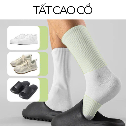 Tất Cao Cổ Trơn Không Logo Cotton Cao Cấp Phôi Đa Dạng Các Loại Giày - CVO STUDIO