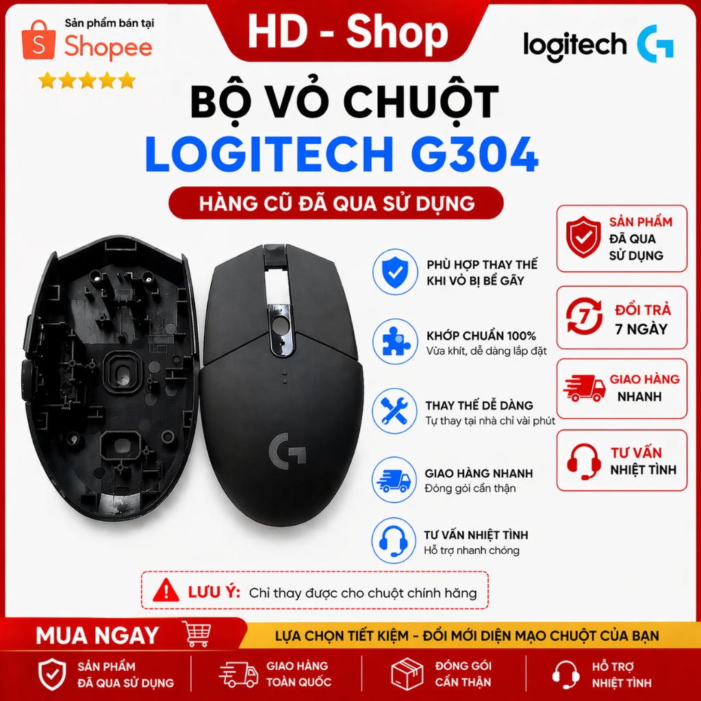 (Hàng cũ đã qua sử dụng ) Bộ Vỏ Chuột Logitech dùng cho G304 G305 g305se