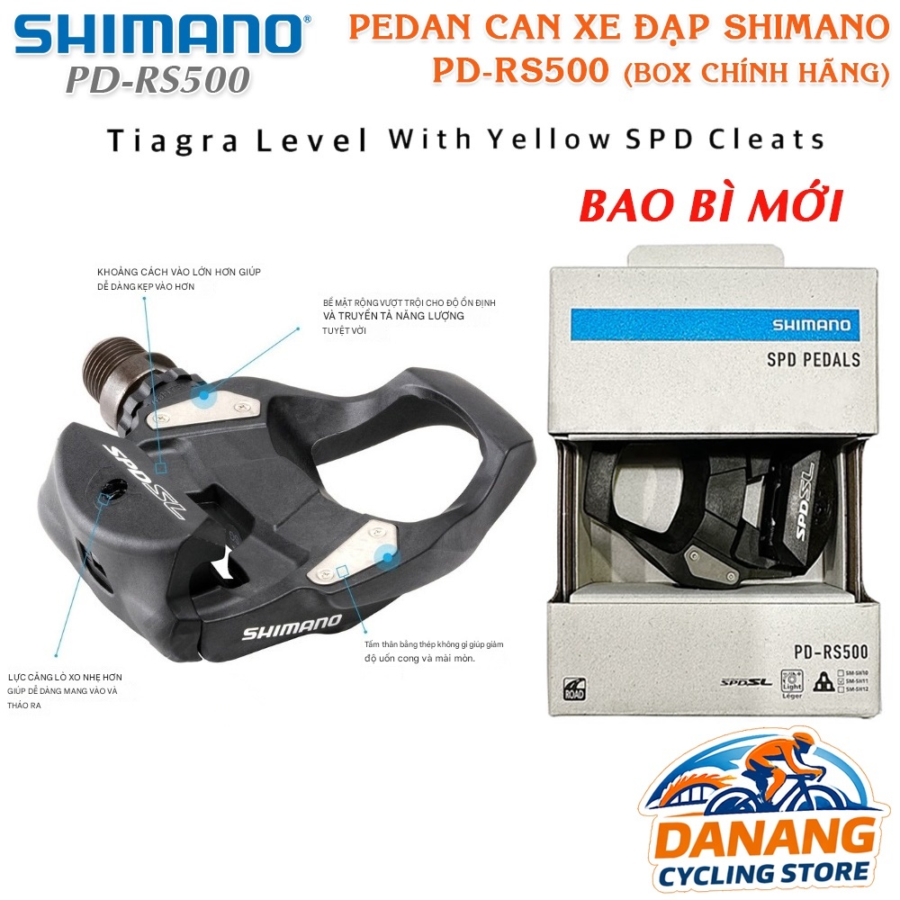 Pedal (Bàn Đạp) Can Xe Đạp SHIMANO PD RS500 – FullBox Chính hãng – SPD-SL, Cho Xe Road