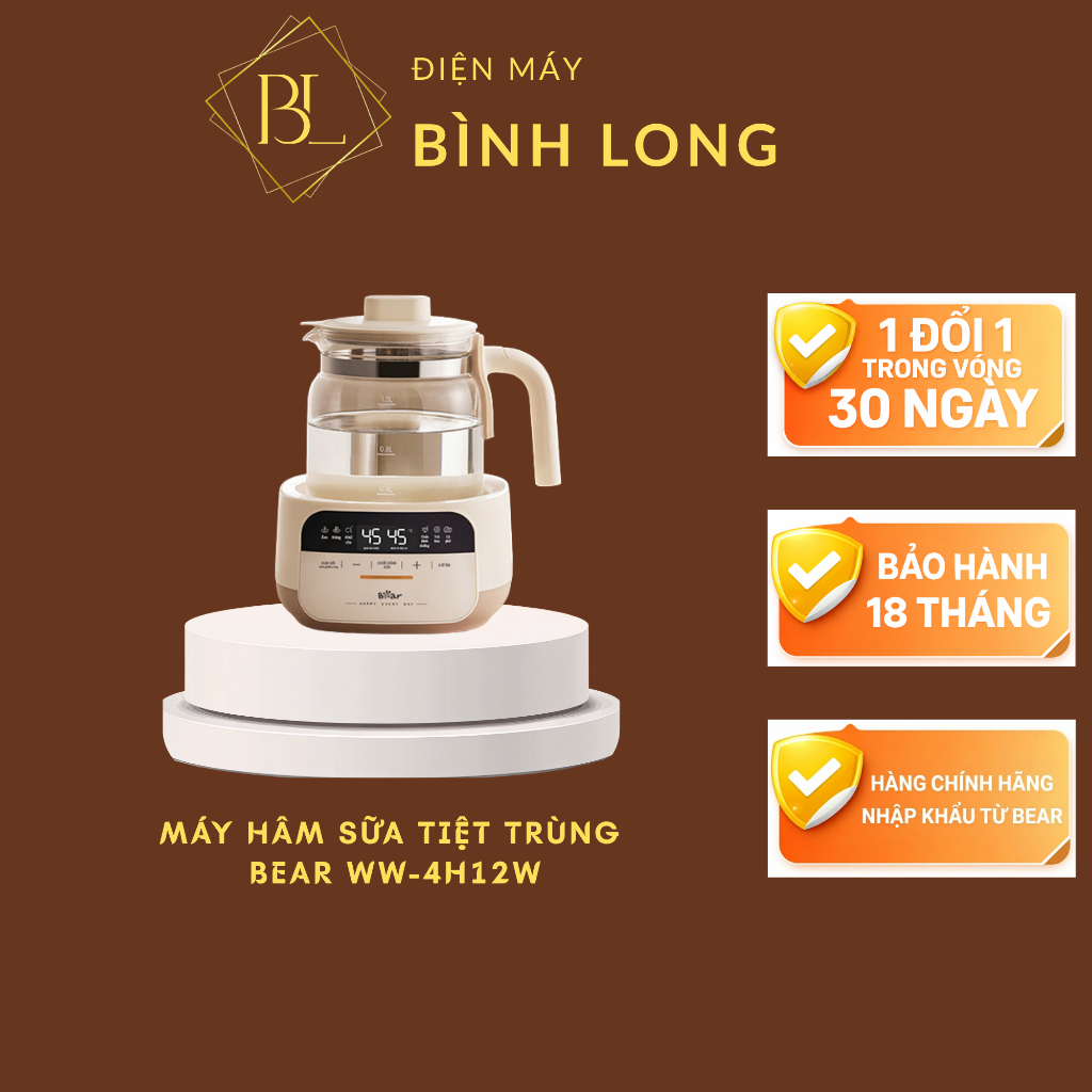 Ấm đun nước hâm sữa Bear WW-4H12W - Điện Máy Bình Long