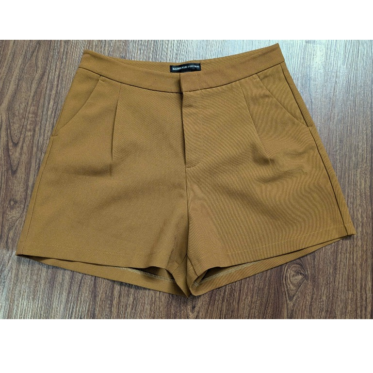 quần short nữ cạp cao màu vàng nâu mango thời trang hàng si đẹp secondhand