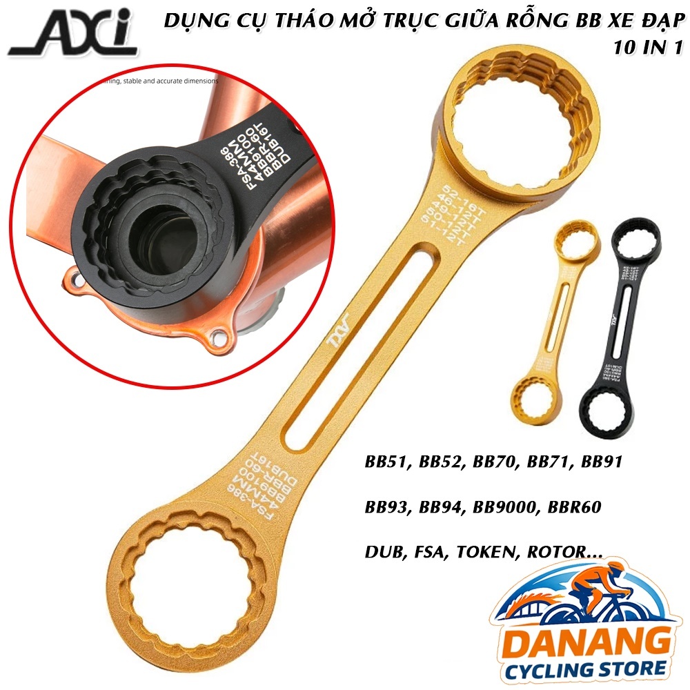 Dụng Cụ Tháo Trục Giữa BB Xe Đạp 10in1 AXI Nhôm CNC – Tool BB52 BB91 BBR60 MT800 BB386 XTR M9000 DUB T47