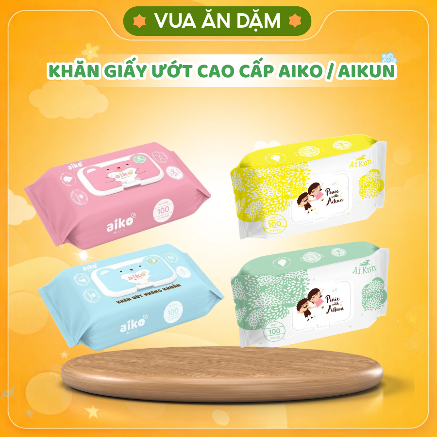 (Chính Hãng AIKO) Khăn Giấy Ướt Cao Cấp AIKO / AIKUN 100 Tờ Không Mùi