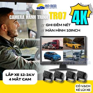 Camera hành trình TR07, 4 mắt camera sắc nét 4k, chống nước giúp xóa điểm mù với màn hình 10inch