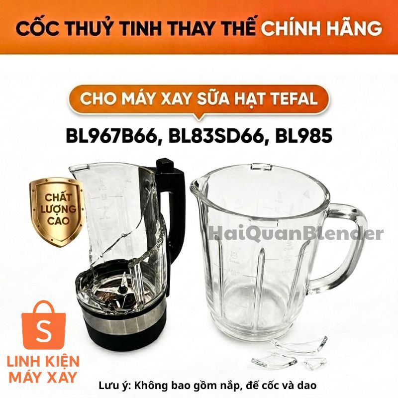 Cốc thủy tinh máy làm sữa hạt Tefal BL967B66, BL83SD66