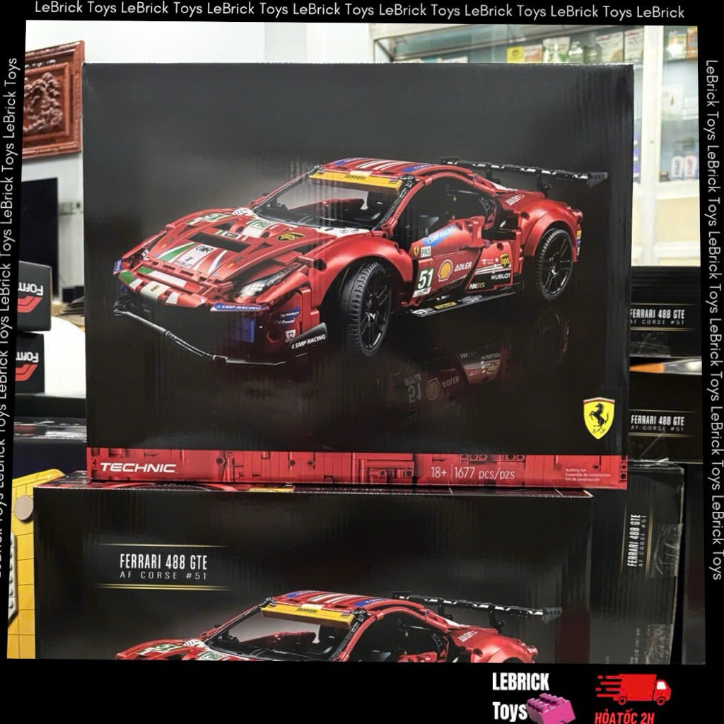 [HOẢ TỐC HCM] Đồ chơi lắp ráp siêu xe Ferari 488 GTE “AF Corse #51” gồm 1677 chi tiết
