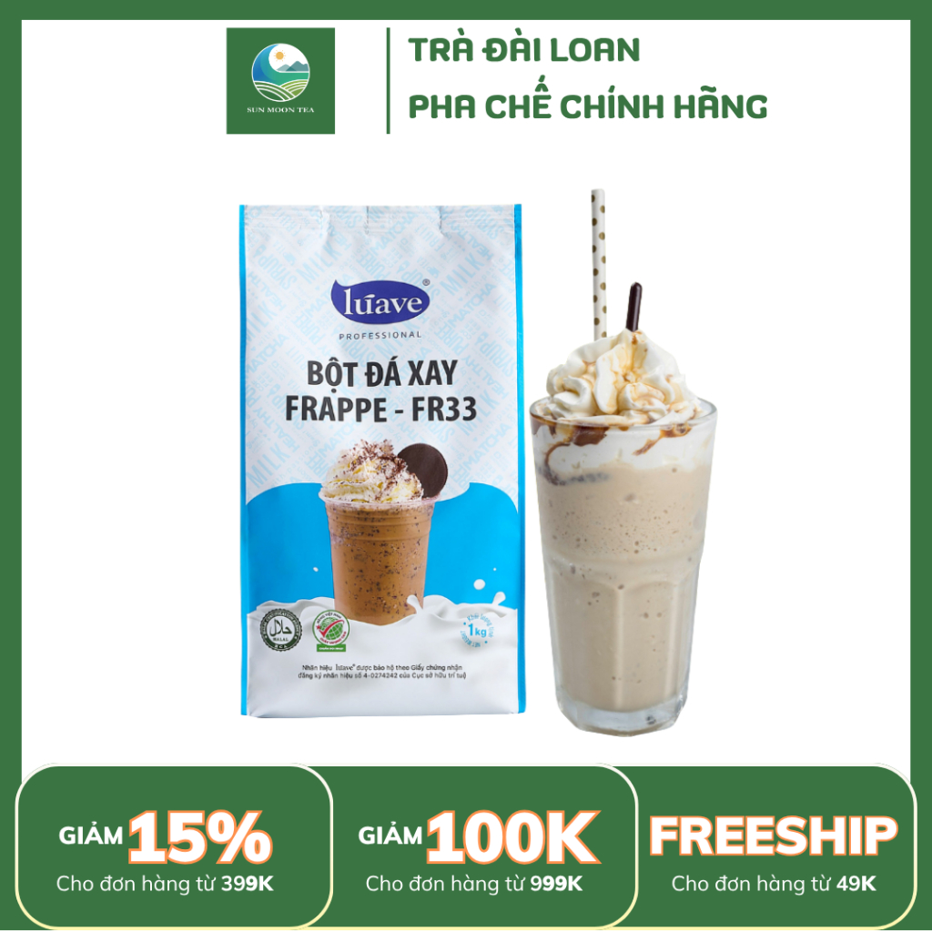 Bột Frappe Đá Xay FR33 Luave Túi 1kg Chống Tách Nước Cho Các Món Đá Xay