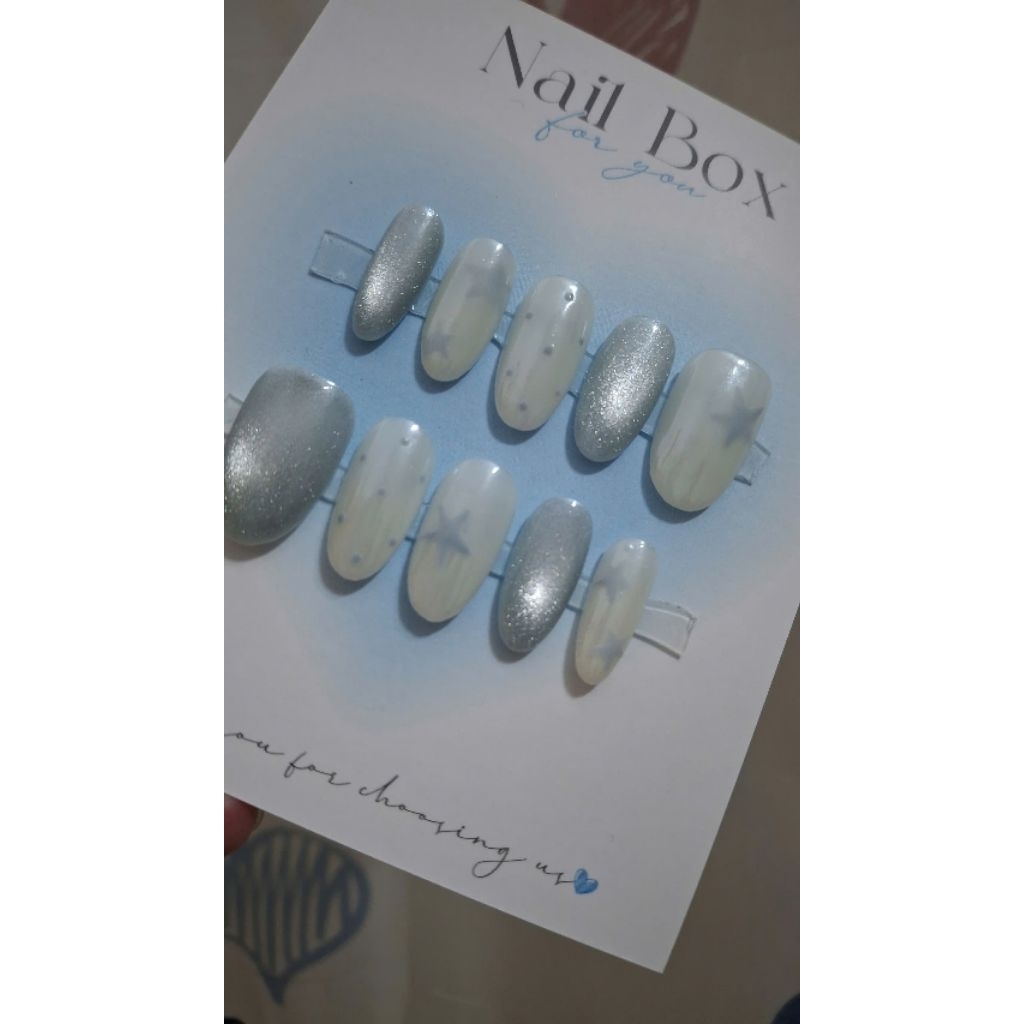 [NBCM001]-Nailsbox nền thạch design cateyes mix mirror