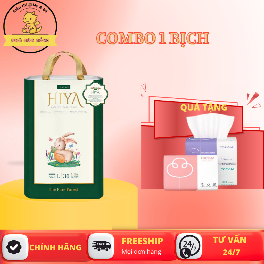 [Mẫu mới] Tã/Bỉm Dán/Quần HiYa chuyên đêm Lõi siêu thấm khoá ẩm size NB44 S40 MD40 MQ40 L36 XL32