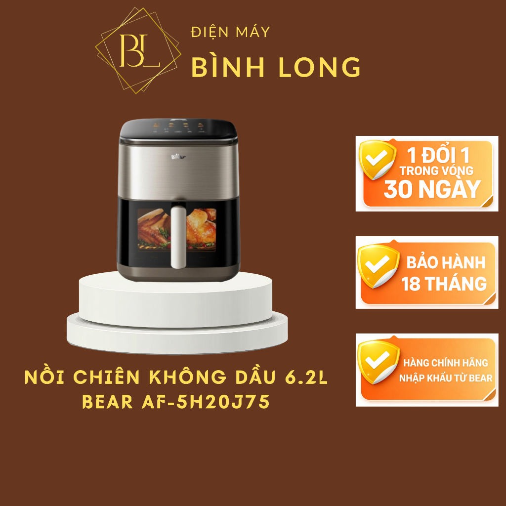 Nồi chiên không dầu Bear 6L AF-5H20J75 (Bản Quốc Tế) - Điện Máy Bình Long