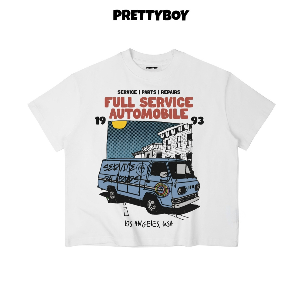Áo Thun Boxy Nam Nữ AUTOMOBILE Cotton 280gsm Vintage American - PRETTYBOY