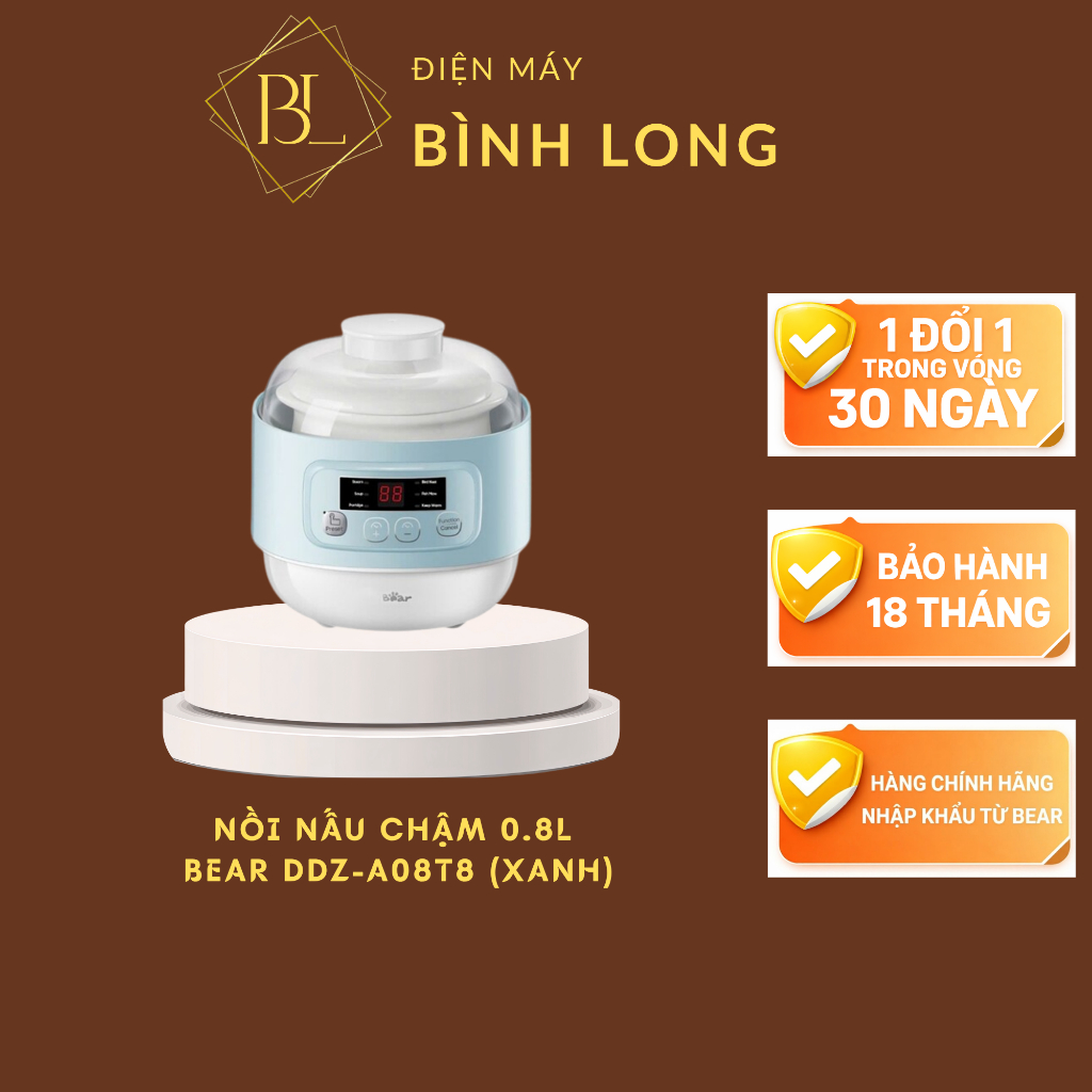 Nồi nấu chậm Bear 0.8L DDZ-A08T8 - Điện Máy Bình Long