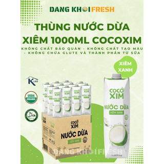 THÙNG 12 Hộp Nước Dừa COCOXIM 1000ml Vị Xiêm Xanh Coconut Nguyên Chất Dừa Tươi Không GMO Cholesterol