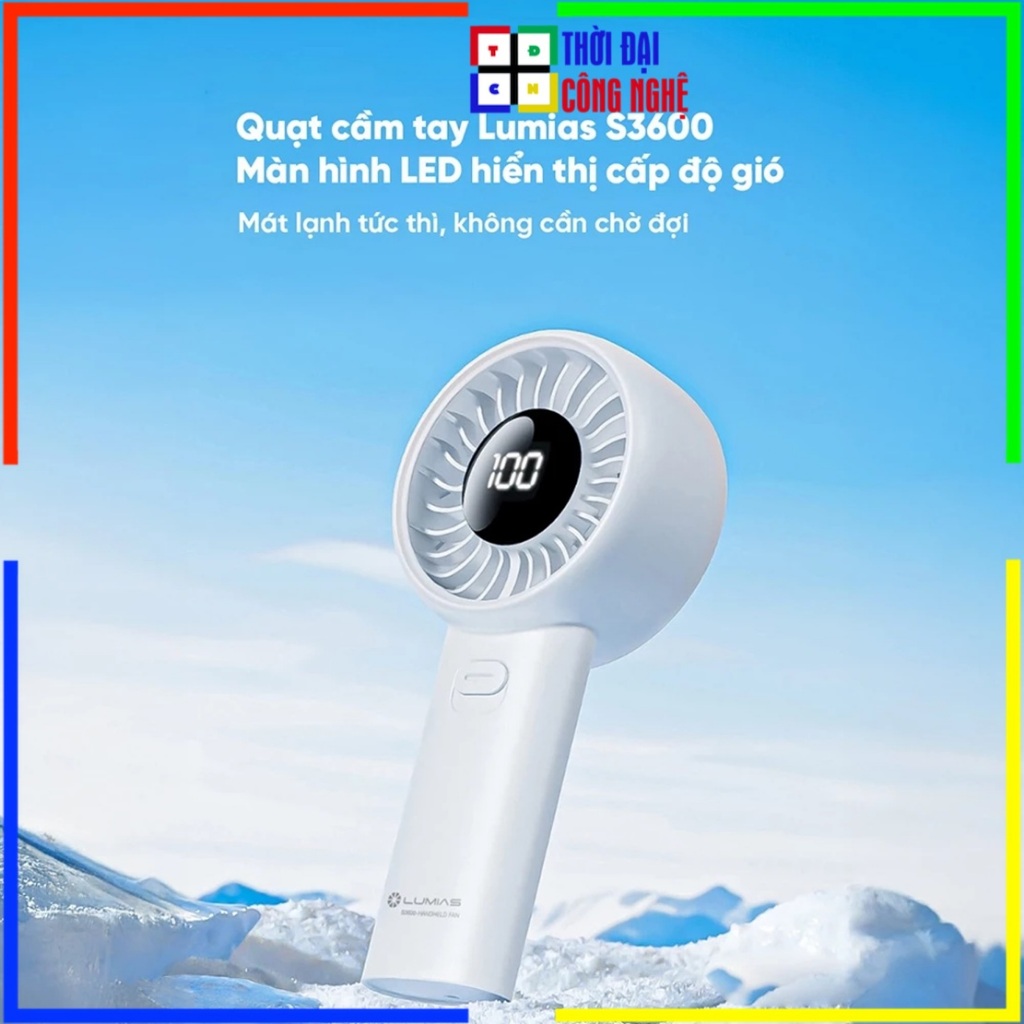 Quạt Cầm Tay Lumias S3600 - Pin 3600mAh Siêu Bền, 5 Cấp Độ Gió, Bảo Hành 6 Tháng, Lỗi 1 Đổi 1 Trong 
