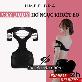 Bodysuit ngủ gợi cảm cho cô dâu UMEE BRA JS43, Váy ôm body xẻ eo hở ngực táo bạo khó cưỡng