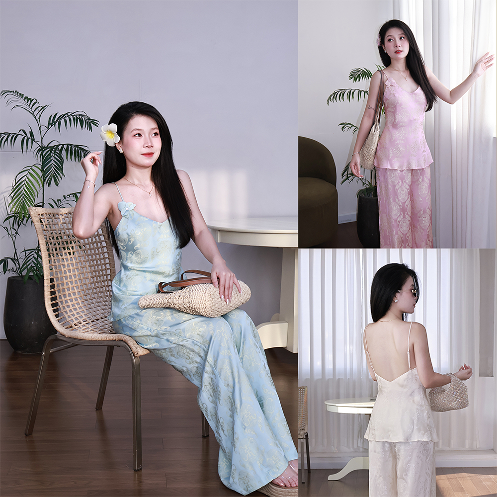 LYC FASHION - Hải Tước Set 2 Dây Cổ V Kèm Quần Ống Rộng | BigBuy360 - bigbuy360.vn