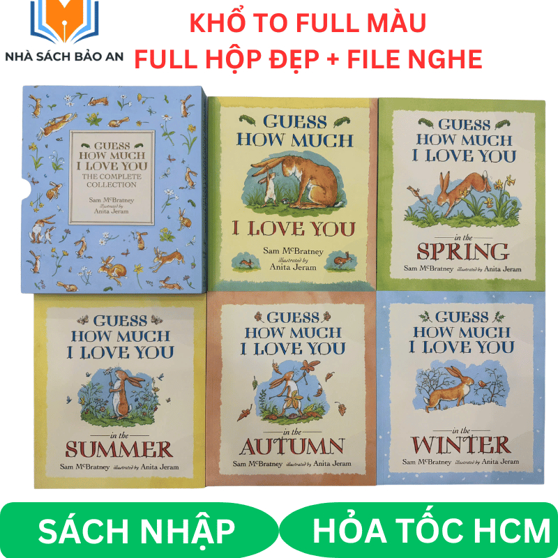 Sách kinh điển - GUESS HOW MUCH I LOVE YOU bộ 5 cuốn full boxset, tặng audio cho bé luyện nghe và đọ