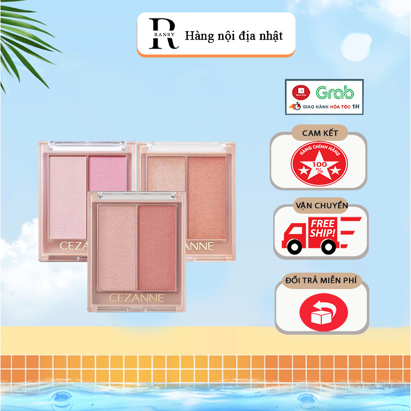 Má Hồng Cezanne 2 Ô Highlight + Má Hồng Hot Hit 5.9g Nội Địa Nhật Bản