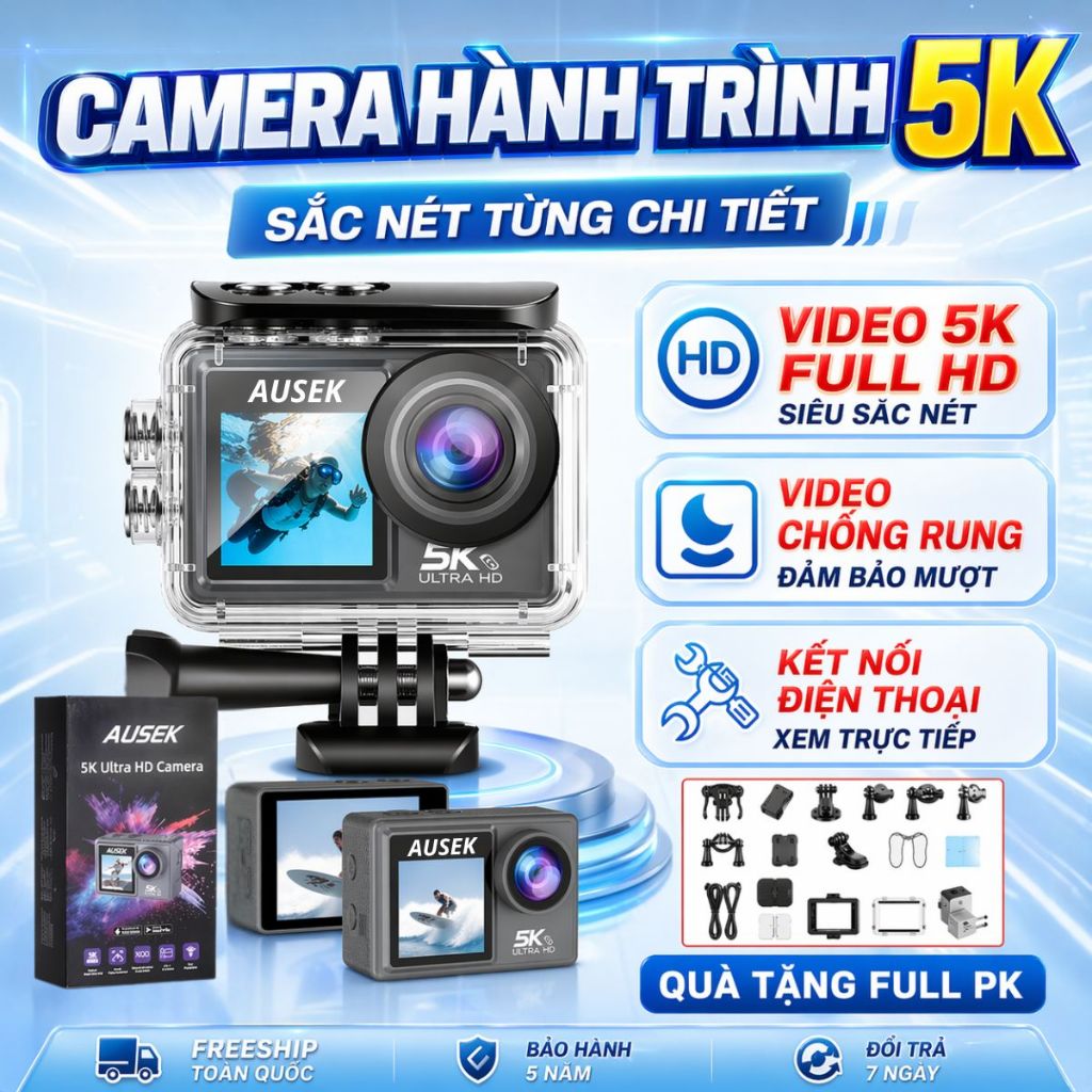 Camera hành trình 5k, Cam hành trình chống rung , Camera đi phượt gắn trên xe máy, Ô tô, Mũ bảo hiểm