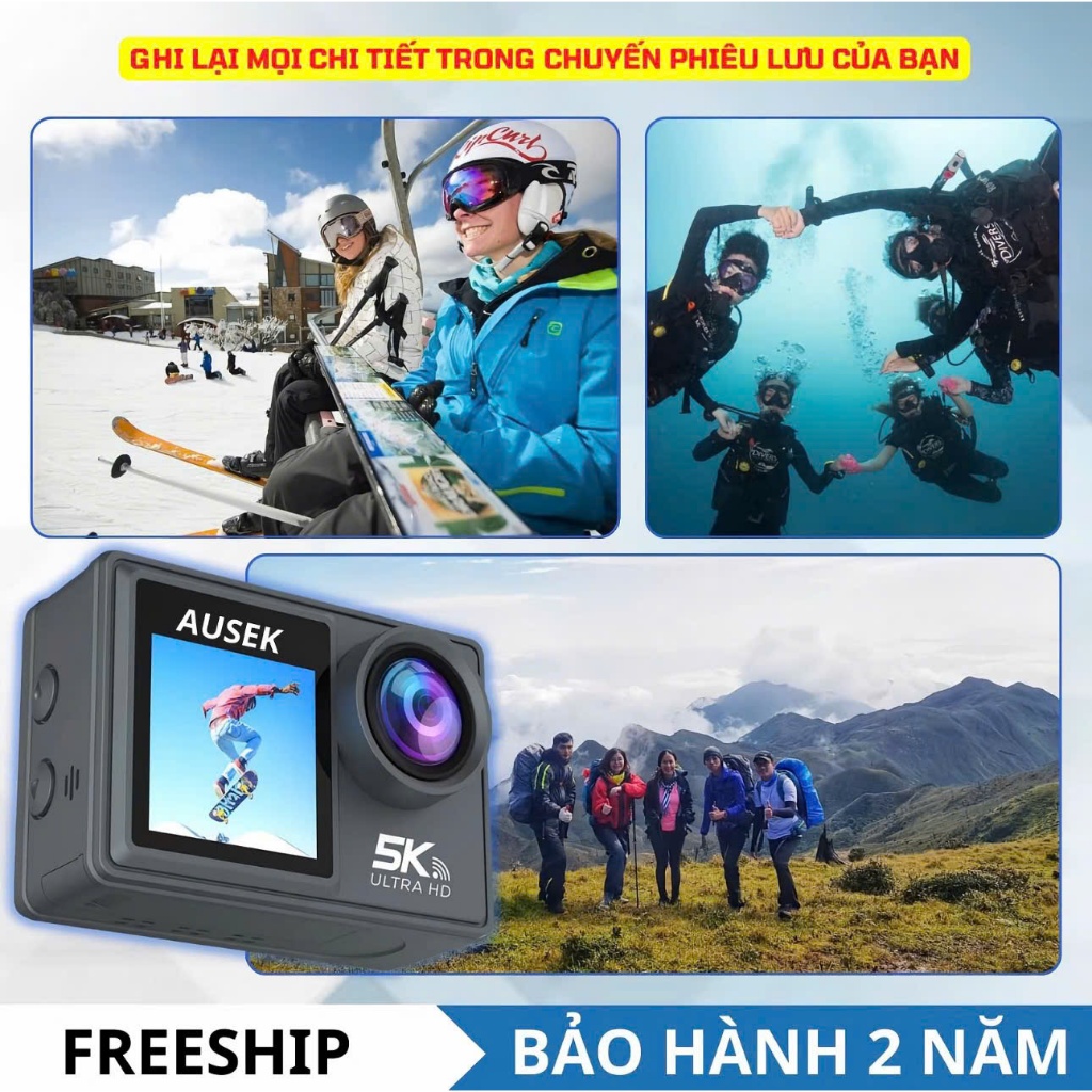 Máy quay hành trình 5k ULTRA HD, Camera hành trình xe máy xe đạp gắn mũ, Máy quay vlog cầm tay | BigBuy360 - bigbuy360.vn