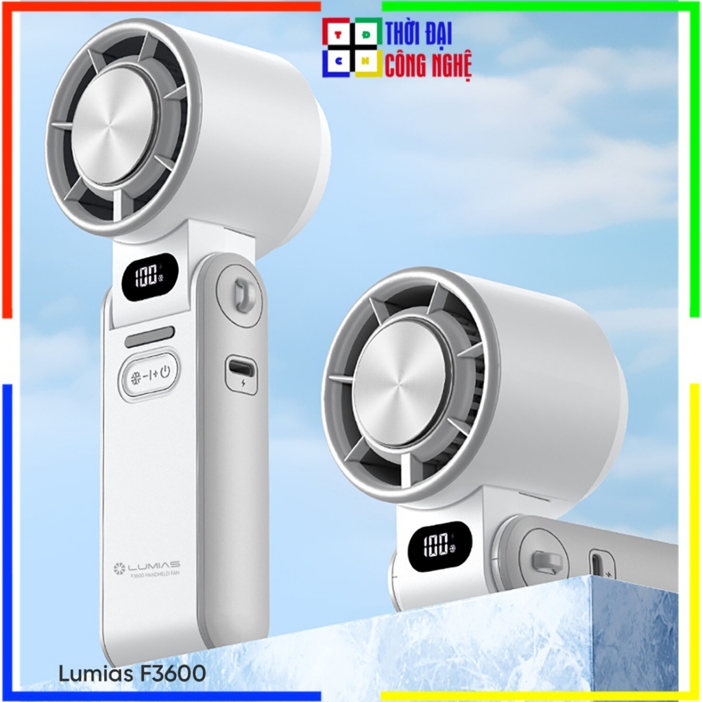 Quạt Tích Điện Cầm Tay Lumias F3600 / F3600A - 100 Tốc Độ Gió Siêu Mạnh, Pin3600mAh, Làm Mát Cực Nha