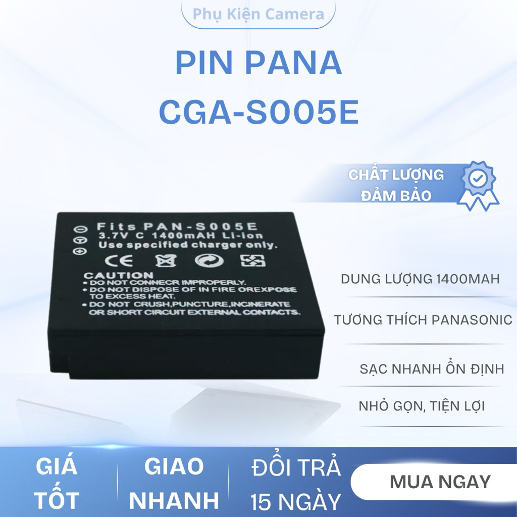 Pin Panasonic CGA-S005E (DMW-BCC12) - 1400mAh Cho Lumix LX1, LX2, LX3, FX100, FX150