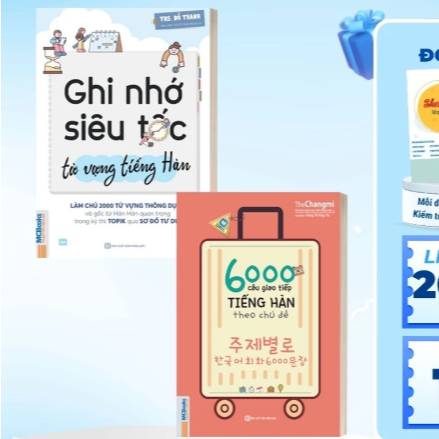 Sách - Combo 2 quyển - Ghi nhớ từ vựng siêu tốc + 6000 câu giao tiếp tiếng Hàn theo chủ đề - MC