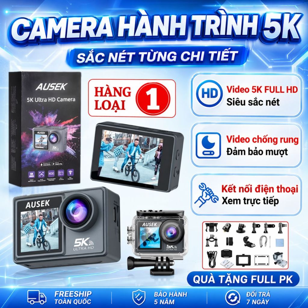 Máy quay hành trình 5k ULTRA HD, Camera hành trình xe máy xe đạp gắn mũ, Máy quay vlog cầm tay