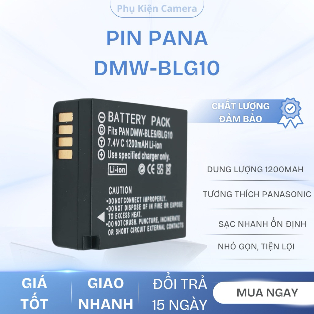 Pin Panasonic DMW-BLG10 (DMW-BLE9) - 1200mAh Cho Lumix GF3, GF5, GF6, GX7, GX85, LX100