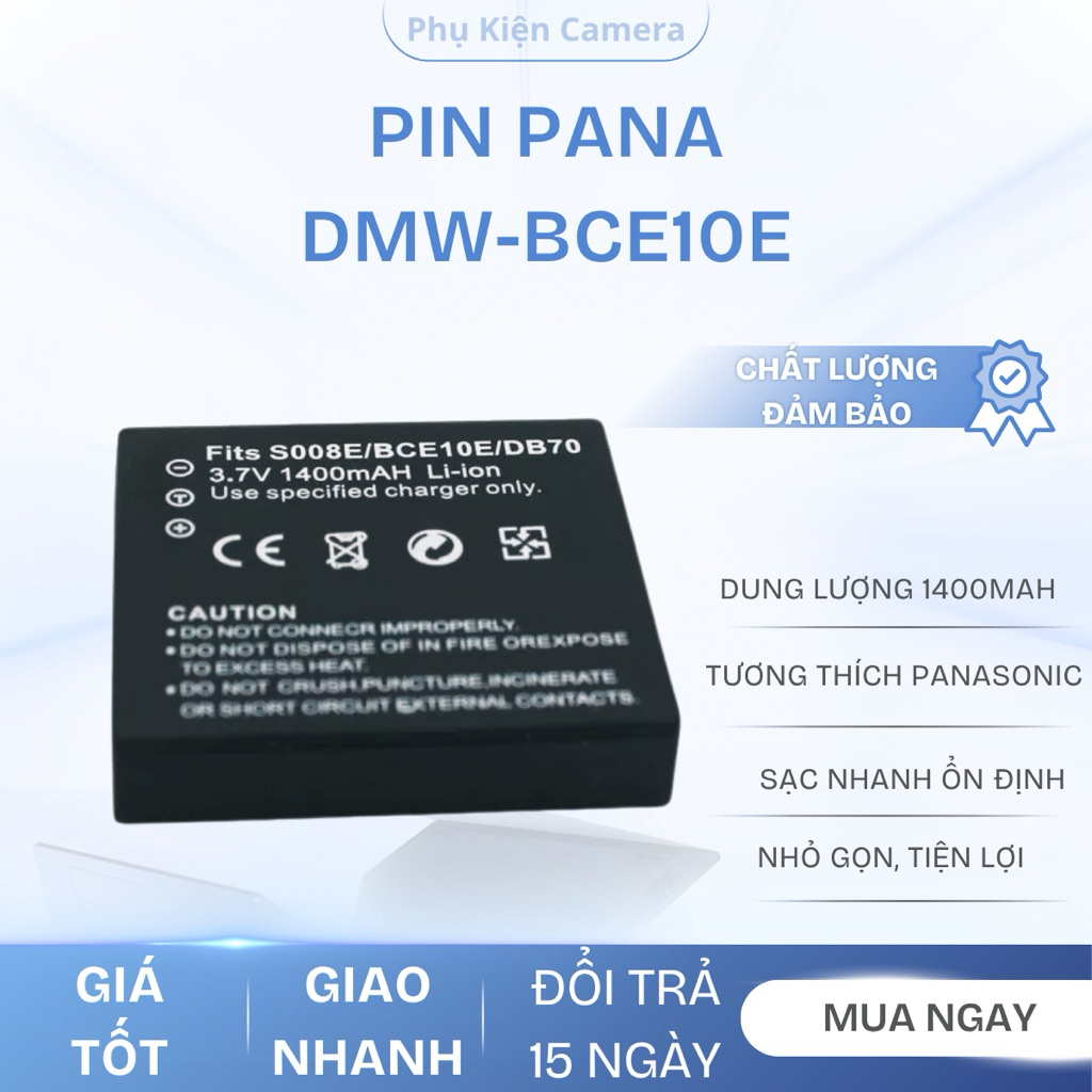 Pin Panasonic DMW-BCE10E (CGA-S008E) - 1400mAh Cho Lumix FS3, FS5, FS20, FX30, FX33, FX55