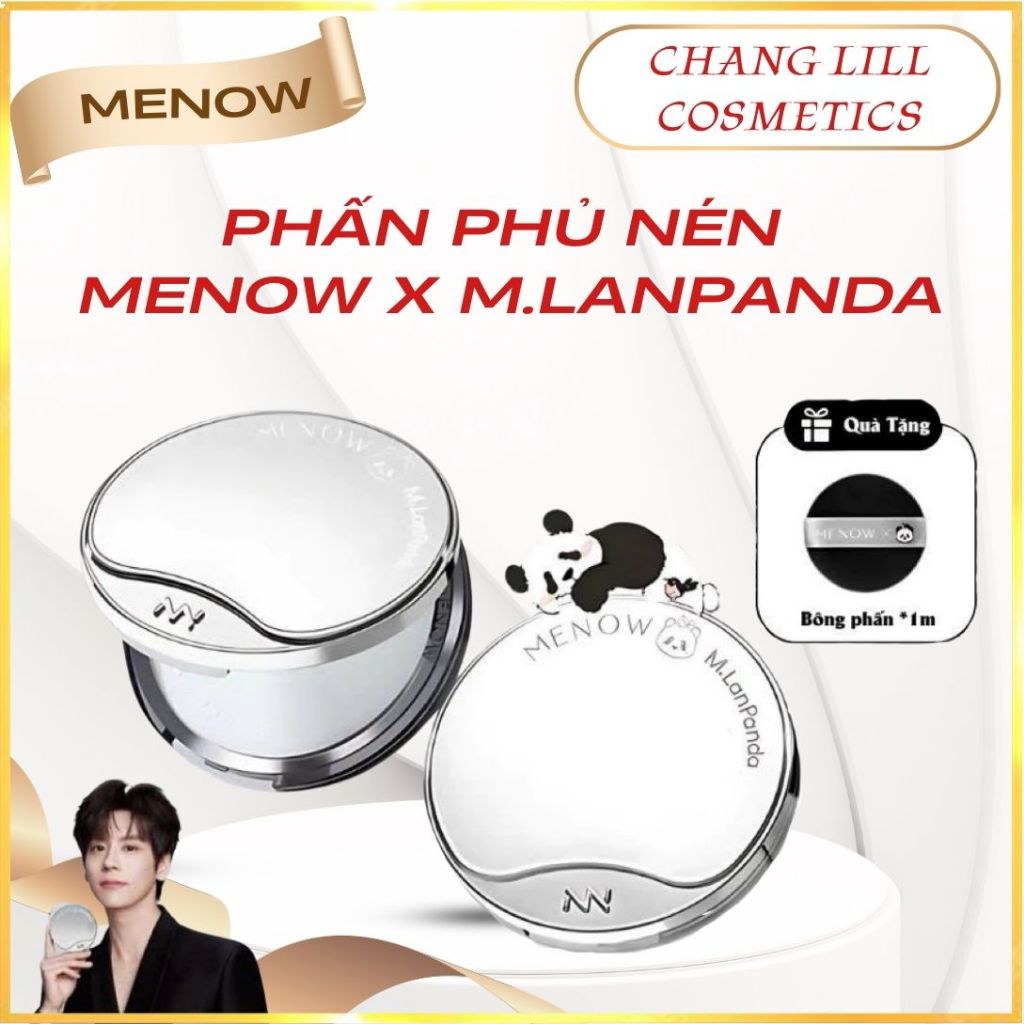 [TẶNG BÔNG PHẤN] Phấn Phủ Nén MENOW PANDA Kiềm Dầu Siêu Mịn, Chống Nước, Dưỡng Da