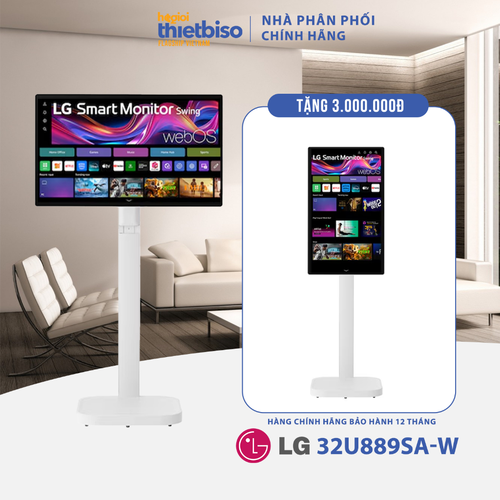[HỎA TỐC 2H] Màn hình LG Smart Monitor Swing 32U889SA-W 31.5 inch 4K -UHD IPS màn hình cảm ứng - Bảo