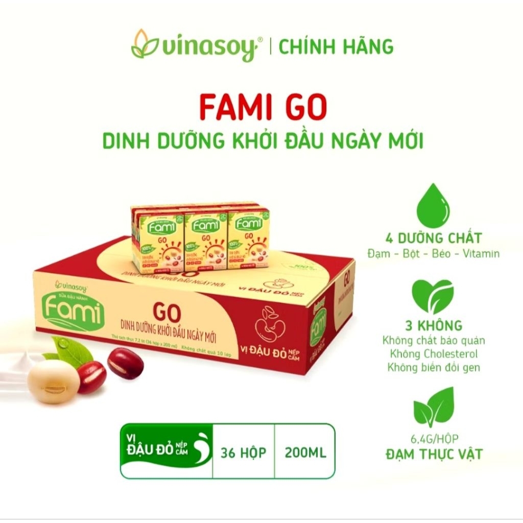 Sữa Đậu Nành Fami Go Vị Đậu Đỏ Nếp Cẩm