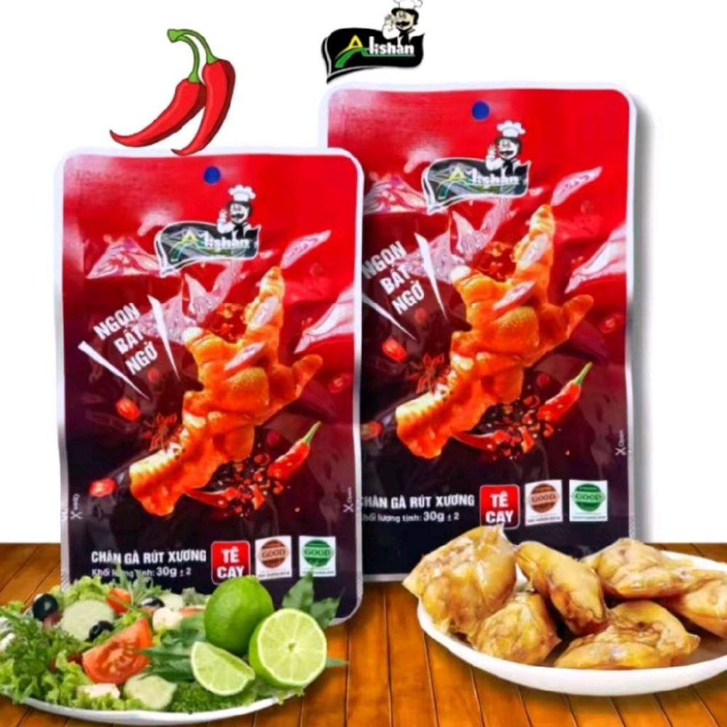5 gói chân gà rút xương alishan tê cay ngon tuyệt vời