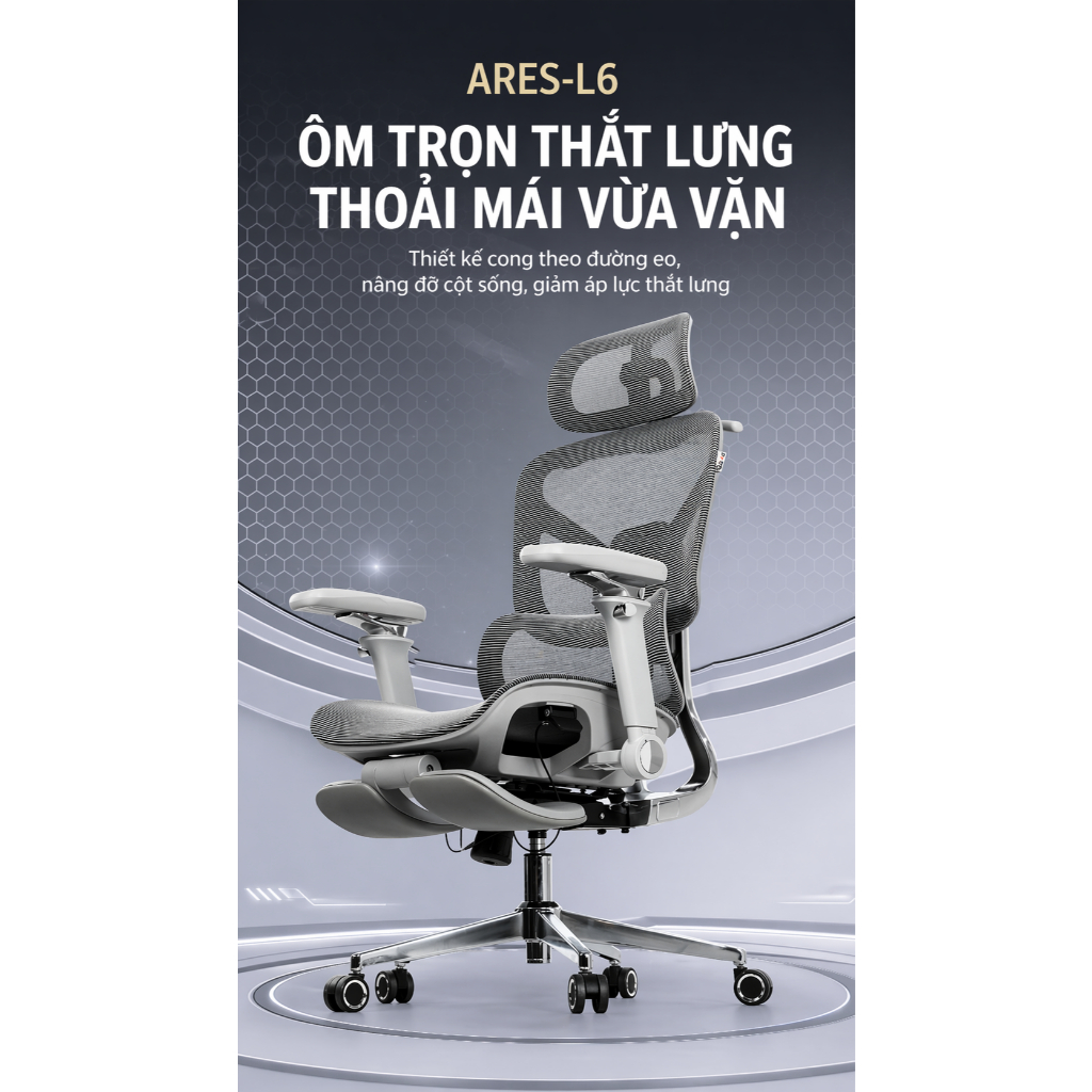 Ghế Công Thái Học Saigu Ares L6 Lưng Nhôm | Full VAT | BH 3 Năm | BigBuy360 - bigbuy360.vn