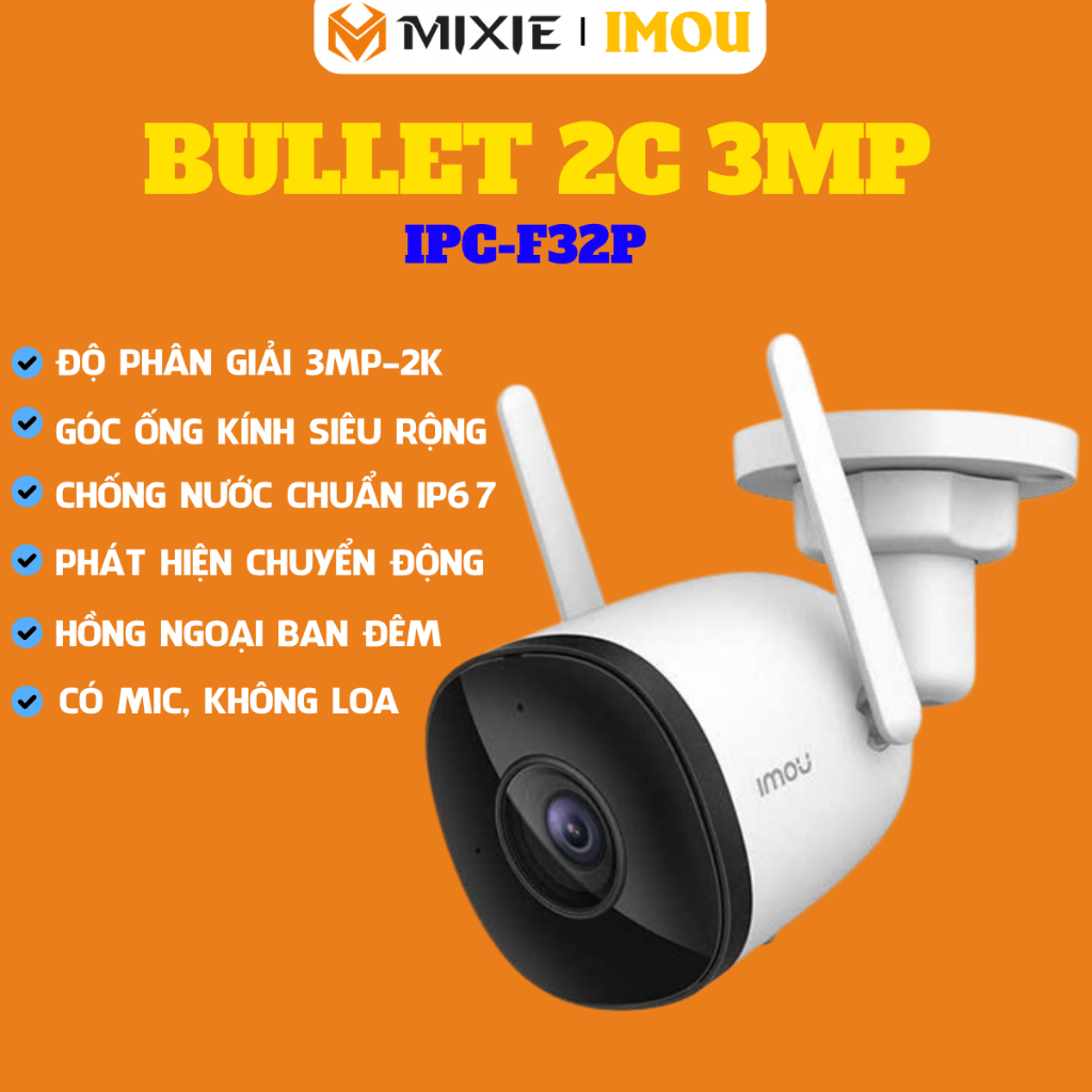 ( KHÔNG TẶNG HỘP KT ) CAMERA IMOU CỐ ĐỊNH NGOÀI TRỜI BULLET 2C, 2E, 3 - BH 2 NĂM