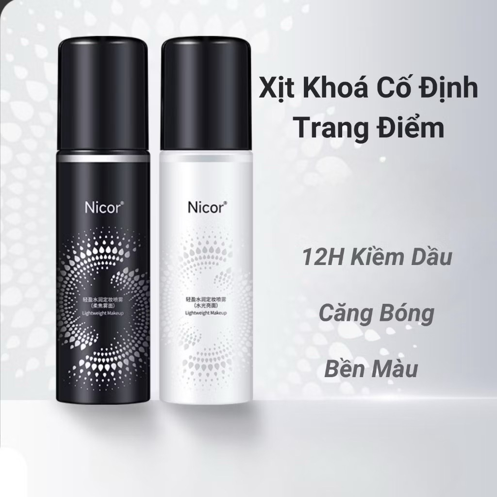 Xịt khoá trang điểm giữ nền lớp makeup NICOR 100ml tạo mảng bóng giữ ẩm da