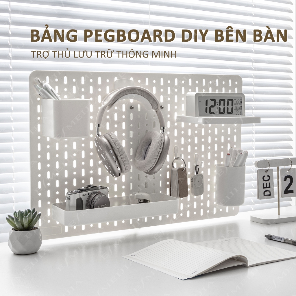 【Excla】Bảng lỗ kẹp bàn 2026 — Bảng Pegboard Treo Đồ Gắn Tường, Bảng Lỗ Trang Trí Dercor Tường, phòng