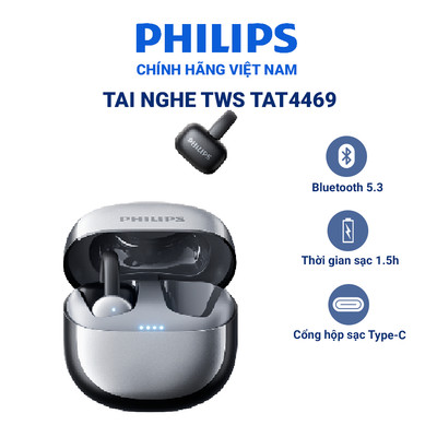 Tai nghe bluetooth Philips TAT4469 thiết kế kẹp tai, kết nối 10s, Chip Bluetooth 5.3