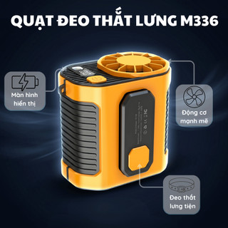 Quạt đeo thắt lưng pin 10000mah Tiato store quạt treo eo 10 cấp độ gió, quạt điều hoà đeo m336 thắt lưng dùng 2h