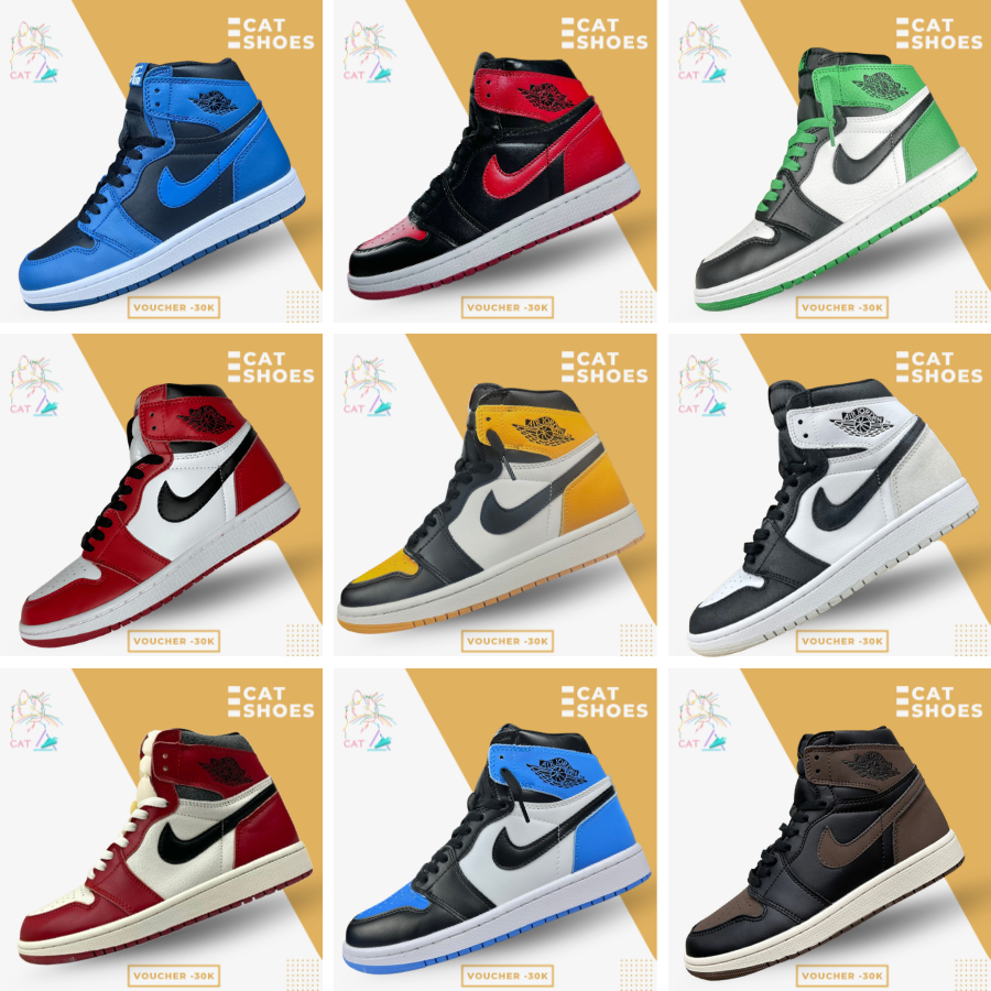 Giày Thể Thao Sneaker  𝓙𝓓1 𝓗𝓲𝓰𝓱, 𝓙𝓓1 Cổ Cao Tổng Hợp Màu (1) - Cat.Shoes