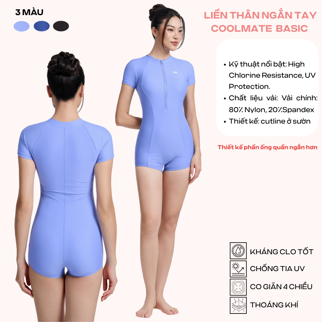 [MUA2GIẢM10%] BST Bikini Coolmate liền thân 1 mảnh cộc/dài tay kín đáo che bụng tôn dáng chống tia UV đi bơi đi biển | BigBuy360 - bigbuy360.vn