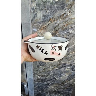 Thố Mì Sứ Nắp Thuỷ Tinh Sứ 2 Lớp Giữ Nhiệt, Bền Dai, Chống Sốc, Hoạ Tiết Đẹp