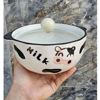 Thố Mì Sứ Nắp Thuỷ Tinh Sứ 2 Lớp Giữ Nhiệt, Bền Dai, Chống Sốc, Hoạ Tiết Đẹp