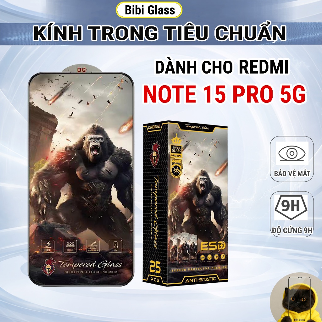 Kính cường lực Redmi Note 15 Pro 5G chiến binh full màn trong suốt bảo vệ màn hình dt sharkcase