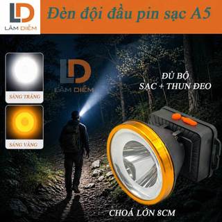 Đèn pin đội đầu led siêu sáng chóa 80mm a5 có kèm sạc và thun đeo