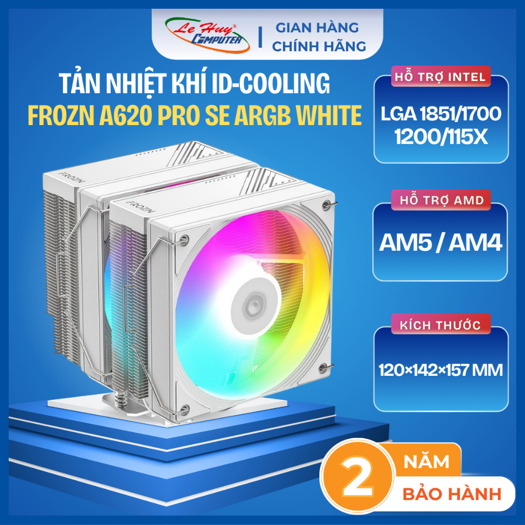 Tản Nhiệt Khí ID-COOLING FROZN A620 PRO SE ARGB WHITE - Hàng Chính Hãng