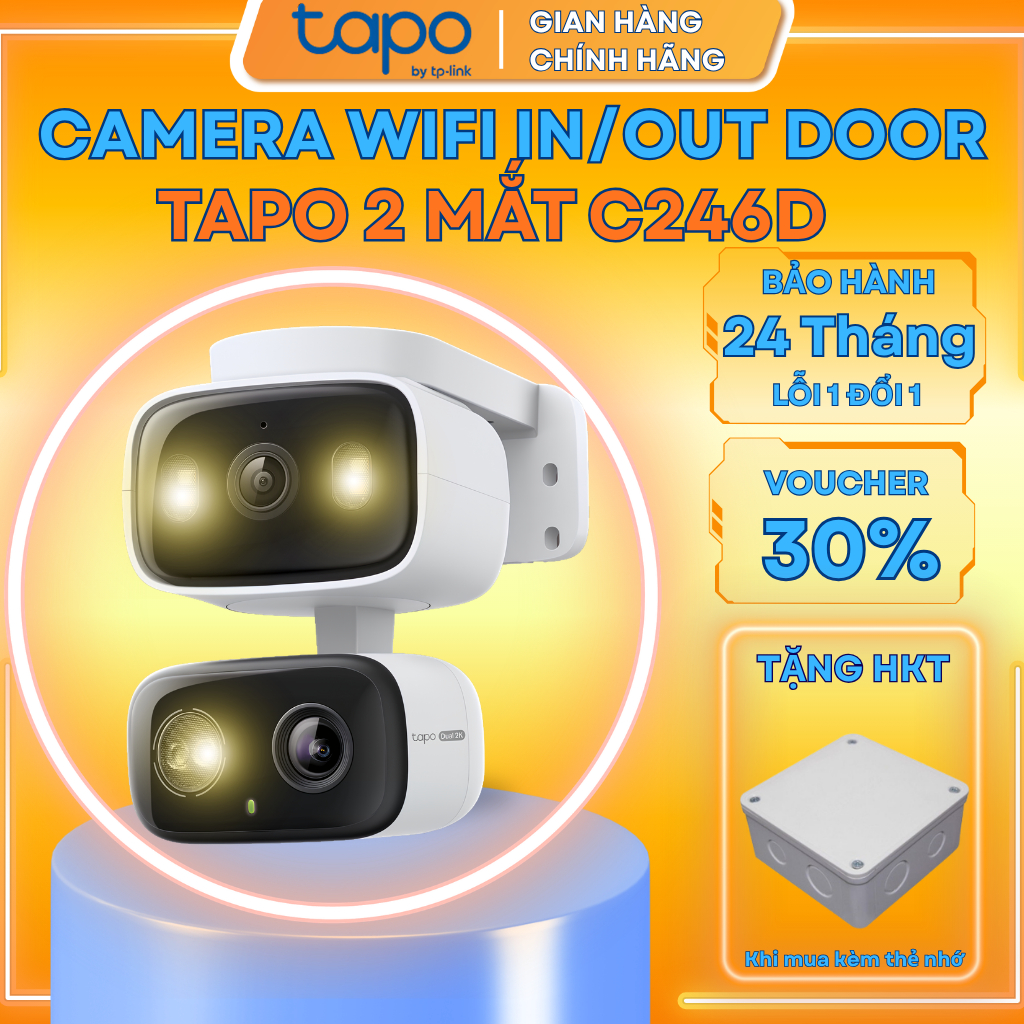 Camera Wifi 2 Mắt Trong Nhà Ngoài Trời TP-Link Tapo C246D 6MP-AI THÔNG MINH, XOAY QUÉT 360, GÓC RỘNG